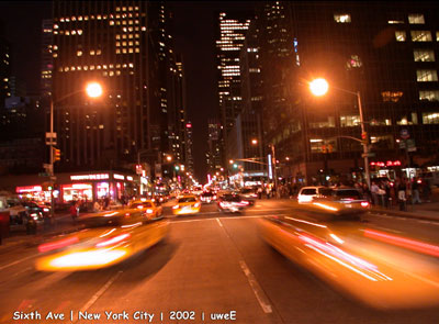 
Sixth Ave | New York City | 2002 | uweE
          
I wish you a good journey wherever you are.
Happy New Year 2003 | greetings from uweE
Feliz Ao Nuevo | saludos del uweE 
          